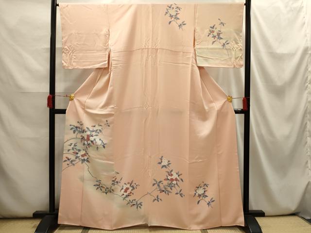 Full-Length Under-Kimono - 平和屋着物■訪問着　枝花文　暈し染め　正絹　逸品　AABI3909sx