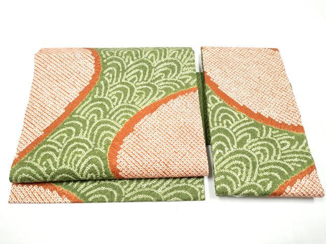 Other - 平和屋着物●名門　藤娘きぬたや・総絞り　つけ帯　流水文　正絹　逸品　CABD0504hy
