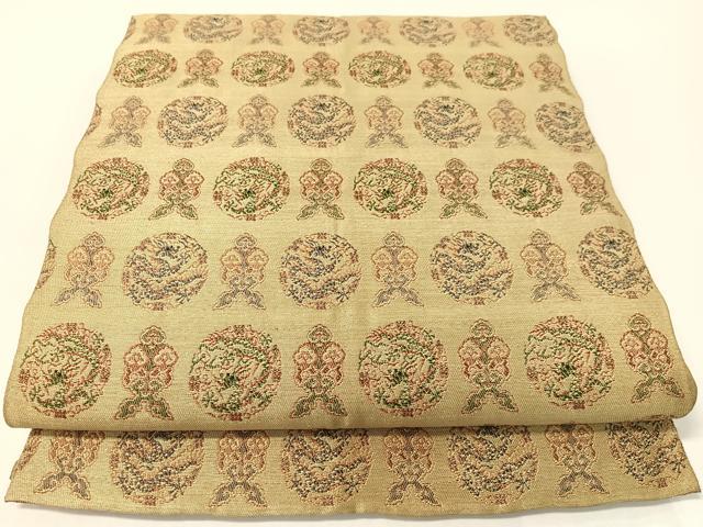 平和屋の平和屋着物●全通柄京袋帯　雲龍　金糸　正絹　逸品　CABF0787vp｜アングル2