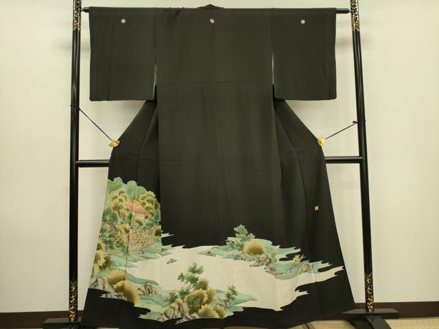 平和屋着物■豪華黒留袖　作家物　風景文　金彩　正絹　逸品　DAAZ2566op