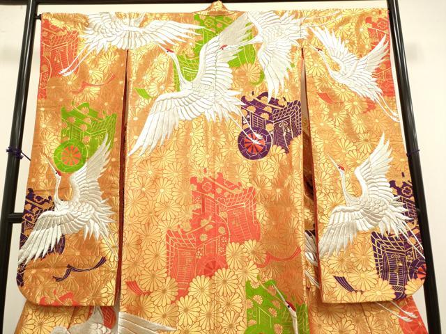 平和屋の平和屋本店●色打掛　お引きずり　結婚式　和装　婚礼　神社挙式　花嫁　総刺繍　金銀糸　御所車飛鶴花文　逸品　DABF5990du｜アングル3