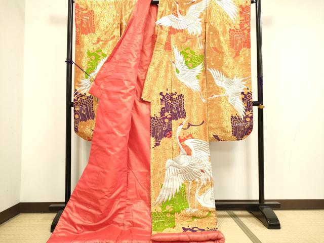 平和屋の平和屋本店●色打掛　お引きずり　結婚式　和装　婚礼　神社挙式　花嫁　総刺繍　金銀糸　御所車飛鶴花文　逸品　DABF5990du｜アングル2