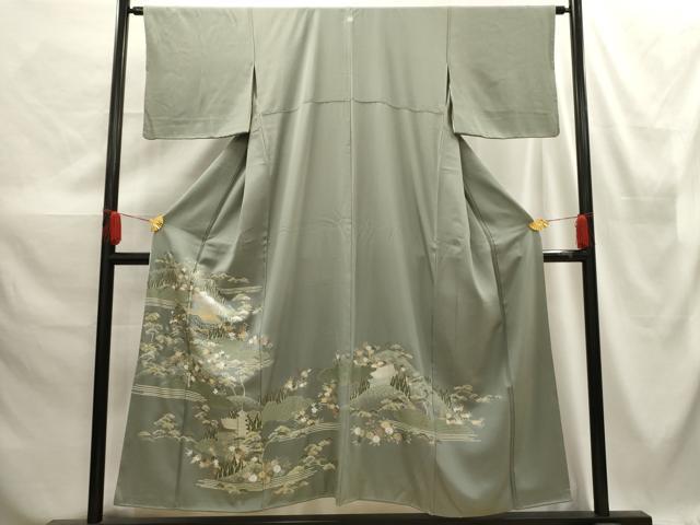 平和屋着物■豪華色留袖　風景文　銀彩　正絹　逸品　AABE6337sx