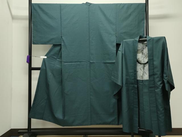 平和屋着物●男性　紬　アンサンブル　100亀甲　総詰め　正絹　逸品　CABC8033gh