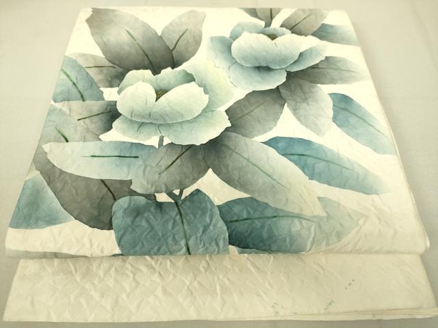 平和屋着物●太鼓柄袋帯　作家物　ふくれ織　草花文　正絹　逸品　DAAX8467du