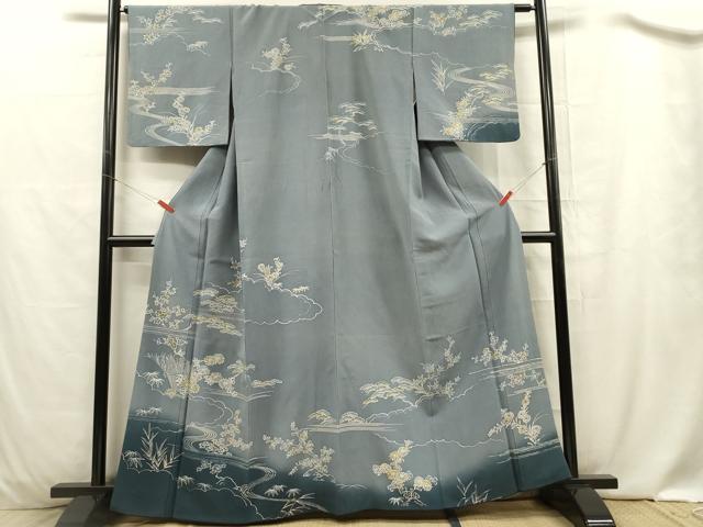 Uramono - 平和屋着物■訪問着　柴垣花文　松竹梅　暈し染め　金彩　正絹　逸品　DABC7633ya