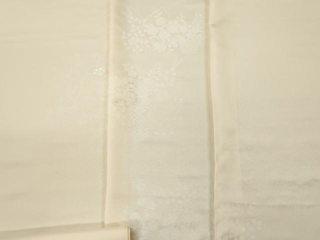 ■■■　サイズ　■■■ 長さ　　着尺分あり 幅　　　約35.5cm ■■■　商品詳細　■■■ 【正絹・未使用】 状態は接写画像のように表地所々・裏面所々に薄い汚れ・ヤケがございます。 大変上質な逸品になります。 お安く出品致しますので、是非この機会にいかがでしょうか？ ■■■　注意事項　■■■ ■モニター発色の具合により色合いが異なる場合がございます。 ■寸法は多少の誤差が生じる場合がございますのでご了承ください。 ■縫込みの長さが左右非対称の場合は短い部分を記載しております。 左右非対称であってもご返品・お値引き等の保証は出来かねますので、ご了承の上ご購入をお願い致します。 ■シミ等のチェックには注意を払っておりますが、見落としがある場合もございますし、個人の見解も様々ですので神経質な方のご購入はお控えください。 ■箪笥に入っておりました着物や帯なので畳みシワや匂いがあるものもございます。 ■お休みは基本的に土日祝となりますが、その他臨時でお休みする場合がございますのでご了承ください。 ■商品の発送は平日のみの発送となります。 ■夜間と土曜、日曜日はお問い合わせの回答が遅れる場合がございます。 ■当店では、お直し、紋入れ、お手入れ等は承っておりません。 ■生地の状態（ヤケ、経年劣化等）によってはサイズ直しが出来ない場合がございます。 その点もどうかご了承のうえ、ご購入をお願いいたします。 ■弊社で取り扱う商品は一点ものにつき、時期や在庫状況に応じて金額が変更となる場合がございます。 ■検針は行っておりません。予めご了承いただきますようお願いいたします。 ■【洗える着物】と記載のある商品におきましては、商品お届け後に洗濯を行ってしまってからのご返品にはご対応しかねます。 念の為、専門店でのお手入れをお願いいたします。 ■着物のサイズ目安は下記を参考ください↓ ＜女性着物＞　お端折り次第で＋5cm　−1cmが着用可能サイズ 　例）身丈170cmの場合、身長160cm〜175cm ＜男性着物＞　身丈＋約25cm〜27cm程が適応身長 　例）身丈155cmの場合、身長180〜182cm