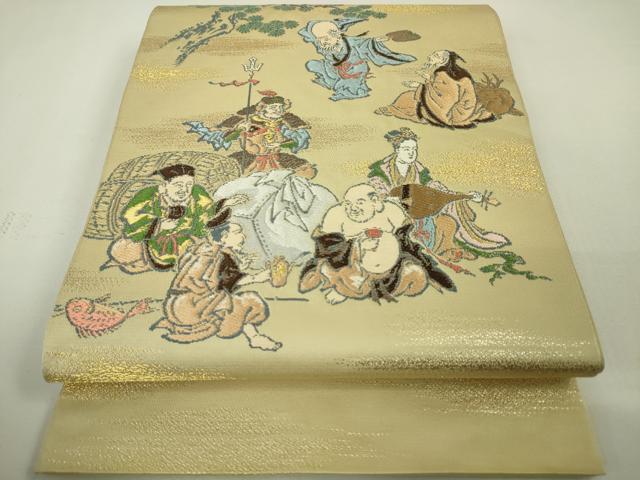 平和屋本店■極上　龍村美術織物　たつむら　太鼓柄　本袋帯　七福神瑞祥文　金糸　逸品　DZAA4552kh5