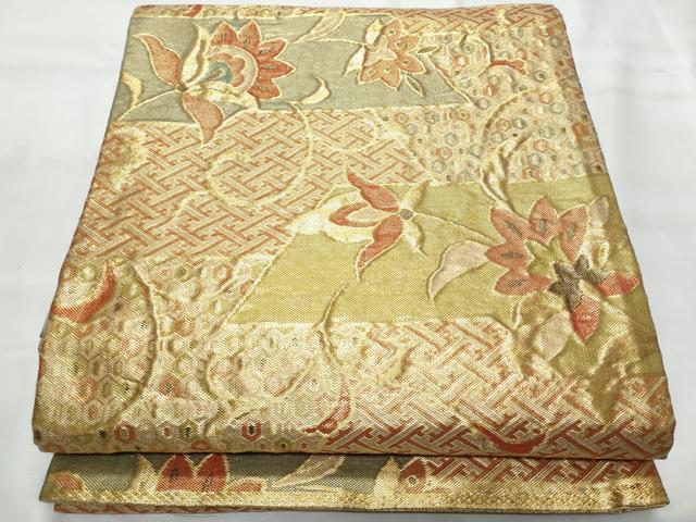 平和屋着物◎佐賀錦　六通柄袋帯　更紗花文　金糸　正絹　逸品　CAAY7766fb