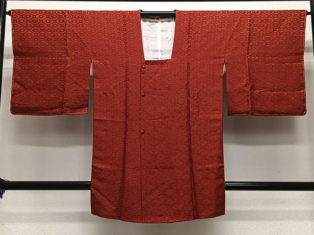 Full-Length Under-Kimono - 平和屋着物＃道行コート　蜀江地紋　紅海老茶色　ロング丈　正絹　逸品　未使用　CABE5194ua