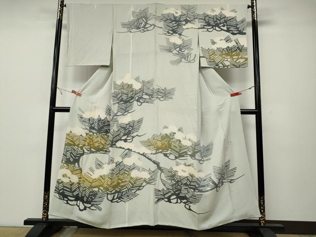 平和屋着物●人間国宝・羽田登喜男 　訪問着　松葉文　正絹　逸品　CABA1985ut