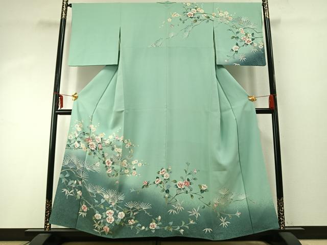 平和屋着物●訪問着　枝花文　暈し染め　正絹　逸品　AABD8707fy