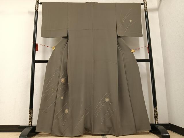 平和屋着物●訪問着　刺繍　番傘　金糸　正絹　逸品　AABE1208ph