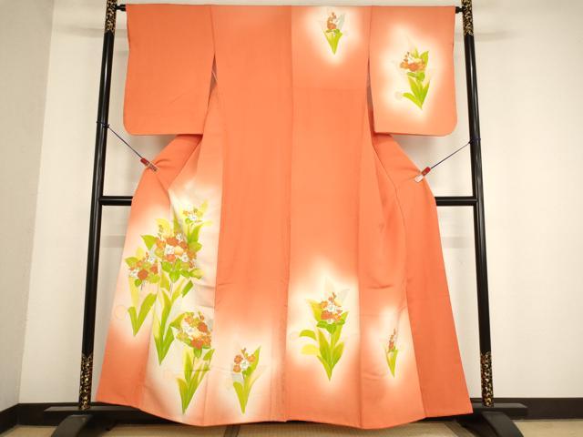 平和屋着物■訪問着　草花文　暈し染め　金彩　正絹　逸品　AABD1787ja