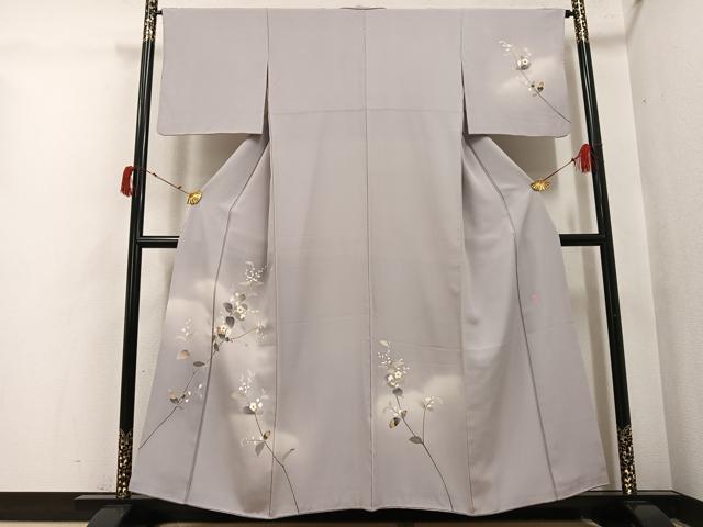 平和屋着物●本加賀友禅作家　南 克治　訪問着　枝花文　暈し染め　正絹　逸品　CABD7475ut 平和屋着物○本加賀友禅作家 南克治 訪問着 地紙枝花