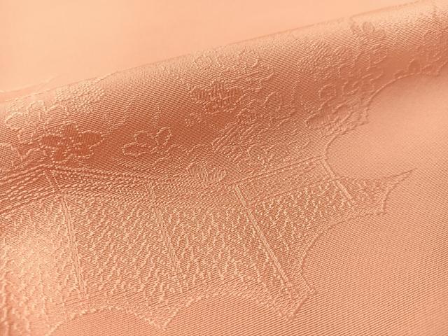 平和屋着物■上質な色無地 雲取り花地紋 薄紅色 正絹 逸品 CABA4417vp