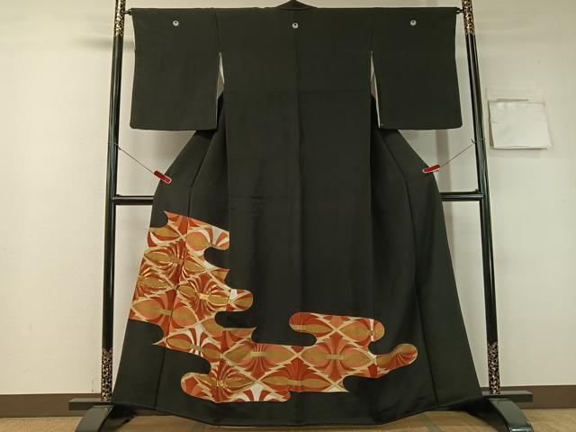 乐天商城 - 平和屋着物■豪華黒留袖　駒刺繍　束ね熨斗菱文　金彩　正絹　逸品　CABA4529vp