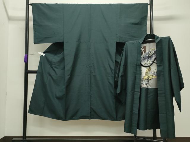 平和屋着物●男性　紬　アンサンブル　虫襖色　正絹　逸品　CABC8045gh