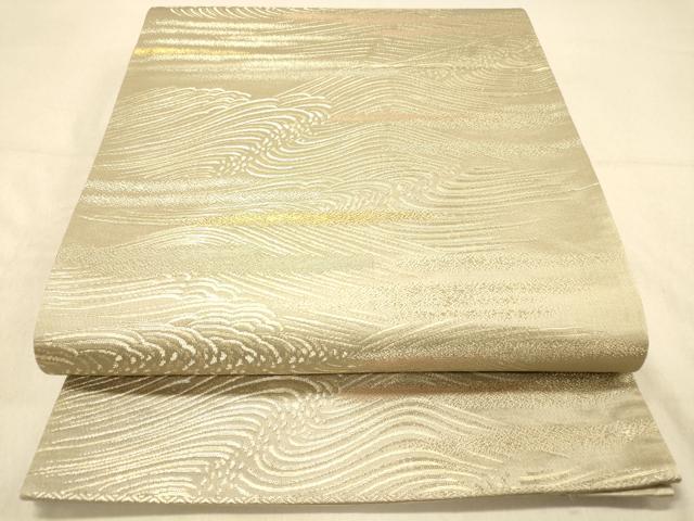 平和屋着物◎六通柄袋帯 立波文 金糸 正絹 逸品 DAAZ3820jm