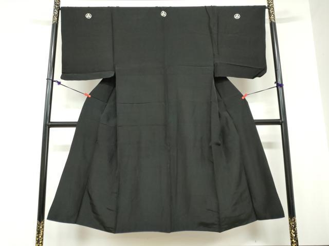 平和屋着物●男性　黒紋付　正絹　逸品　DABC2293ud