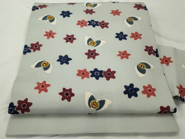 平和屋着物◎塩瀬 九寸名古屋帯 花蝶文 正絹 逸品 AABF3443gw
