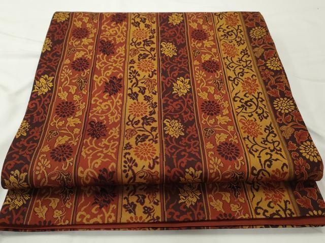 平和屋着物◎全通柄袋帯 唐草花間道 正絹 逸品 AABF3453gw