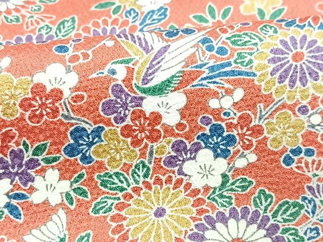 平和屋着物■上質な小紋　型染め　花鳥文　正絹　逸品　CABA4099xe