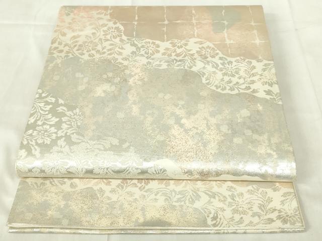 平和屋着物◎六通柄袋帯 道長更紗花文 正絹 逸品 DABB2602qp