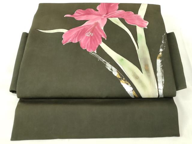 平和屋着物◎つけ帯 手描き カトレア 金銀彩 正絹 逸品 DABB2609qp