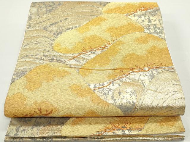 平和屋着物◎六通柄袋帯 立波枝松文 綾つづれ 金糸 引箔 正絹 逸品 DABB5150qa