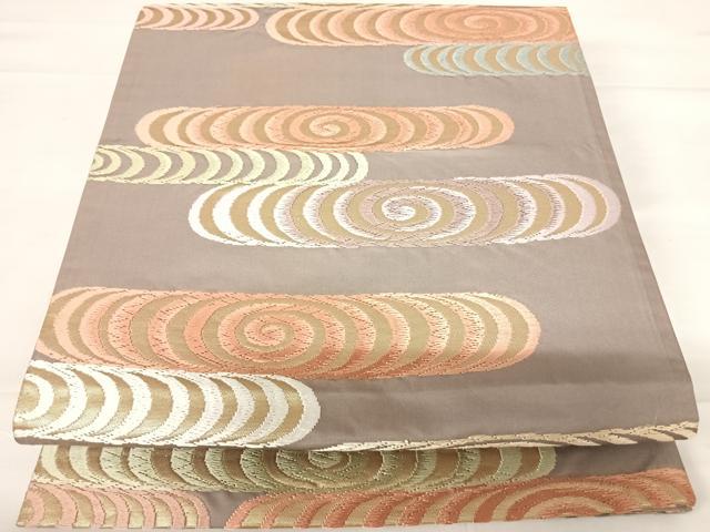 平和屋着物◎六通柄袋帯 唐織 光琳水 金糸 正絹 逸品 AABD3605yx