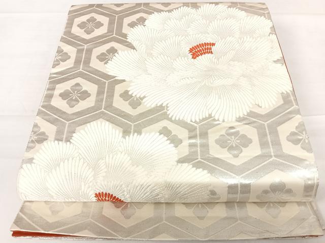 平和屋着物◎六通柄袋帯 唐織 九百錦 桃山春陽 銀糸 正絹 逸品 AABD3615yx