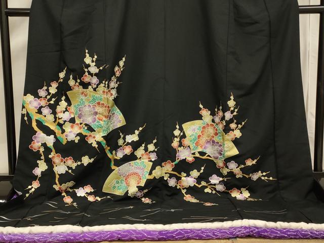平和屋の平和屋本店●お引きずり・お引き摺り・黒留袖　和装　結婚式　舞妓　芸妓　芸者　衣装　地紙吉祥花文　金銀彩　AABJ2569fw｜アングル3
