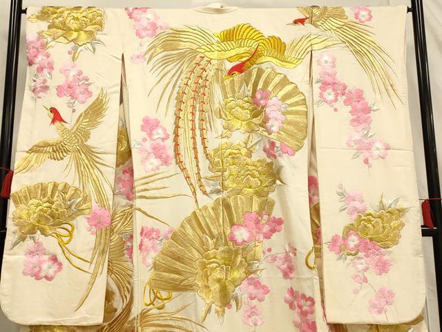 平和屋の平和屋本店●色打掛　和装　婚礼　結婚式　花嫁　神社挙式　絽　総刺繍　鳳凰扇子花文　金銀糸　逸品　AABJ2571fw｜アングル3
