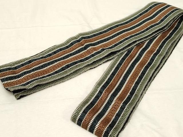 平和屋着物●男性 本場筑前博多織 角帯 吉祥間道 正絹 逸品 CABC4795dy