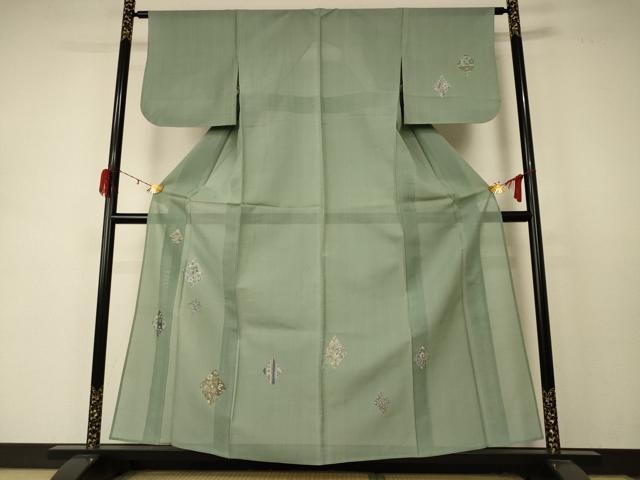平和屋着物＊夏物　絹芭蕉　九寸名古屋帯　作家物　手描き　燕枝葉文　正絹　逸品　DABA0306cm 平和屋着物＊夏物 絹芭蕉 九寸名古屋帯 作家物 手描き 燕枝葉文 正絹