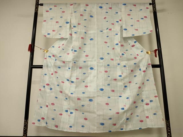 平和屋着物＊夏物　小紋　紗　水　洗える着物　AABE0670jd