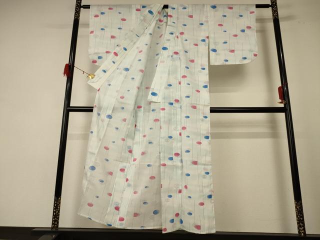 平和屋着物＊夏物　小紋　紗　水　洗える着物　AABE0670jd
