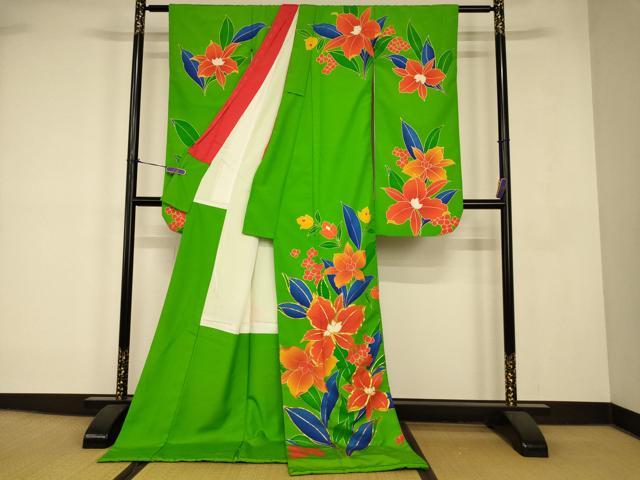 平和屋の平和屋本店●お引きずり・お引き摺り・引き振袖　和装　結婚式　舞妓　芸妓　芸者　衣装　草花文　金彩　AABK8356fw｜アングル2