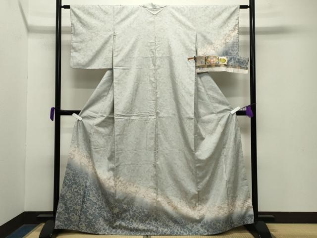 平和屋着物●訪問着　本場縞大島紬　草花文　証紙付き　正絹　逸品　CABA9730gh