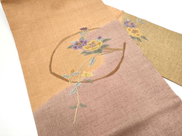 平和屋の平和屋着物●中国三大刺繍　相良刺繍　総刺繍　九寸名古屋帯　枝花文　銀彩　正絹　逸品　CABG6213hy｜アングル2