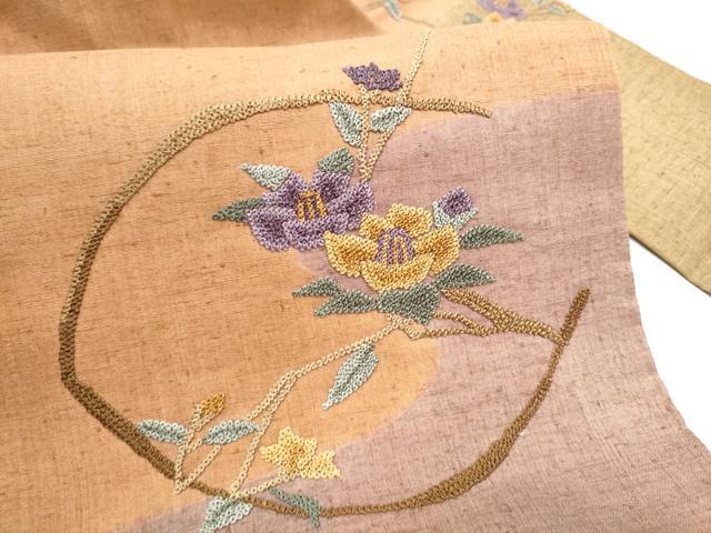 平和屋の平和屋着物●中国三大刺繍　相良刺繍　総刺繍　九寸名古屋帯　枝花文　銀彩　正絹　逸品　CABG6213hy｜アングル3