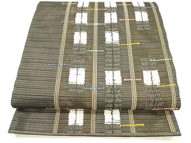 Rakuten - 平和屋着物＊夏物 六通柄袋帯 抽象間道 黒地 金糸 正絹 逸品 DABA0480cm