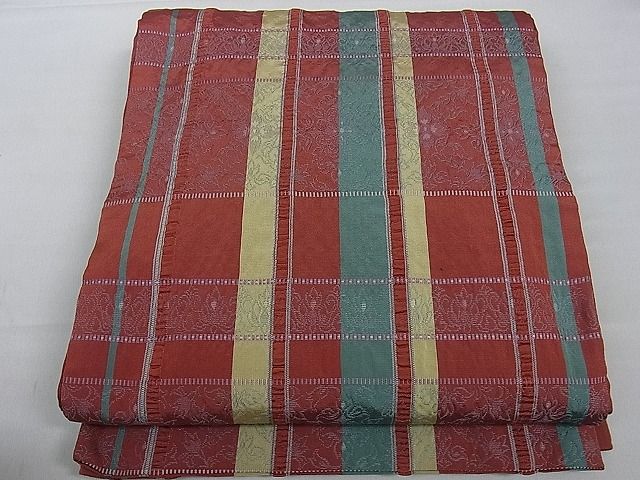 平和屋着物■六通柄袋帯　吉野間道　草花文　逸品　dy5917