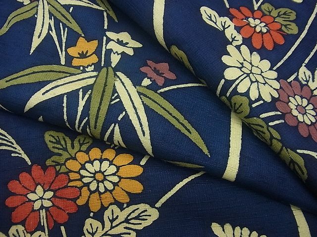 平和屋着物■上質な紬 秋草文 逸品 n-gh3240