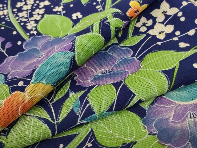 平和屋着物＊夏物　小紋　絽　草花文　正絹　逸品　AABC9370jd