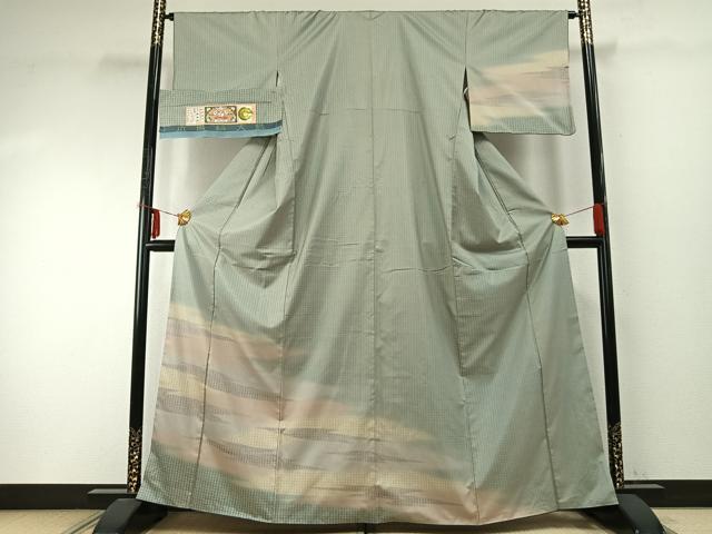 Kimono - 平和屋着物●本場縞大島紬　一染　神楽岡　寿字文　やまと誂製　証紙付き　正絹　逸品　AABE1617fy
