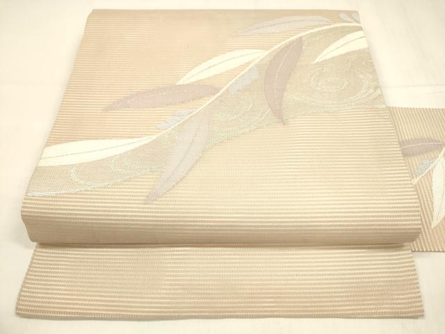 Rakuten - 平和屋着物＊夏物 九寸名古屋帯 流水草葉文 銀糸 正絹 逸品 DABA0516cm