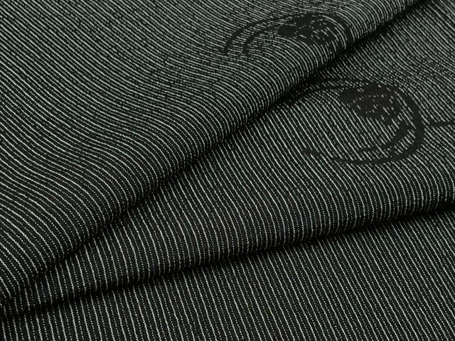 平和屋着物▽上質な小紋　単衣　鈴　黒地　正絹　逸品　AABD6056jh