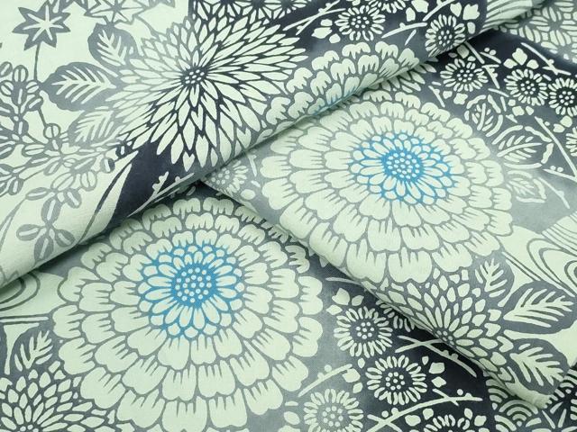 平和屋着物∴夏物　浴衣　型染め　地紙菊花文　綿　逸品　CABA0713ng
